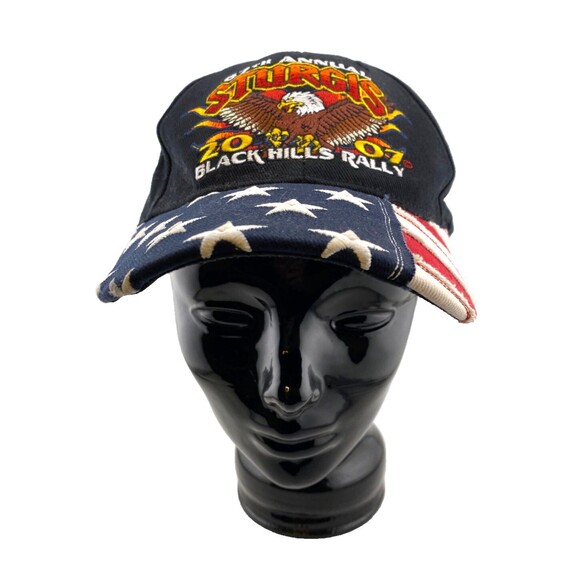2007 Sturgis Black Hills Rally Hat Cap Strapback Biker USA Flag Patriotic Eagle - Picture 3 of 8